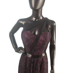 NWOT Aubergine/Black Lace One Shoulder Cocktail Dress - Da Vinci